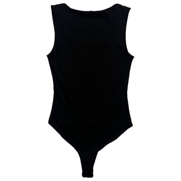 Lulus Bodysuit Womens Small Black Ribbed Jersey Knit Tank Straps High Back NWT - Picture 10 of 10